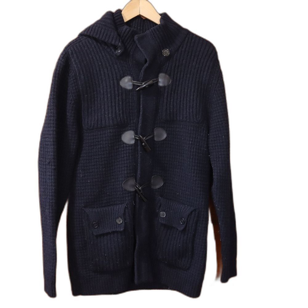 Sarar Navy Blue Wool Toggle Coat Sweater Jacket Large Menswear Chic Academia